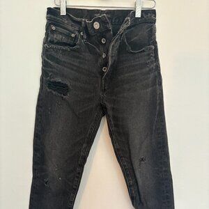 Distressed cropped Moussy Vintage  x Barneys NY distressed black jeans size 24